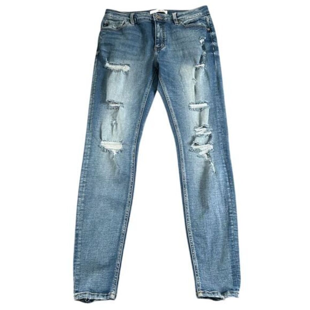 KanCan Skinny Jeans Women's Size 11/29 Light Blue Denim Distressed Ripped Pants